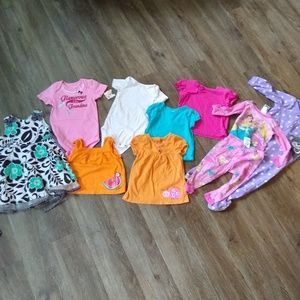10 piece lot of 24 month girls tops, dress, & pjs